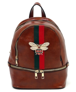 Queen Bee Stripe Backpack DL757B BROWN